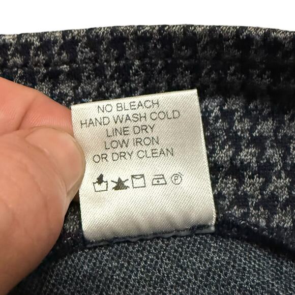 Avenue Montaigne Leo Cropped Flare Pants Pull On Navy Blue Houndstooth Size 4 - Picture 5 of 8